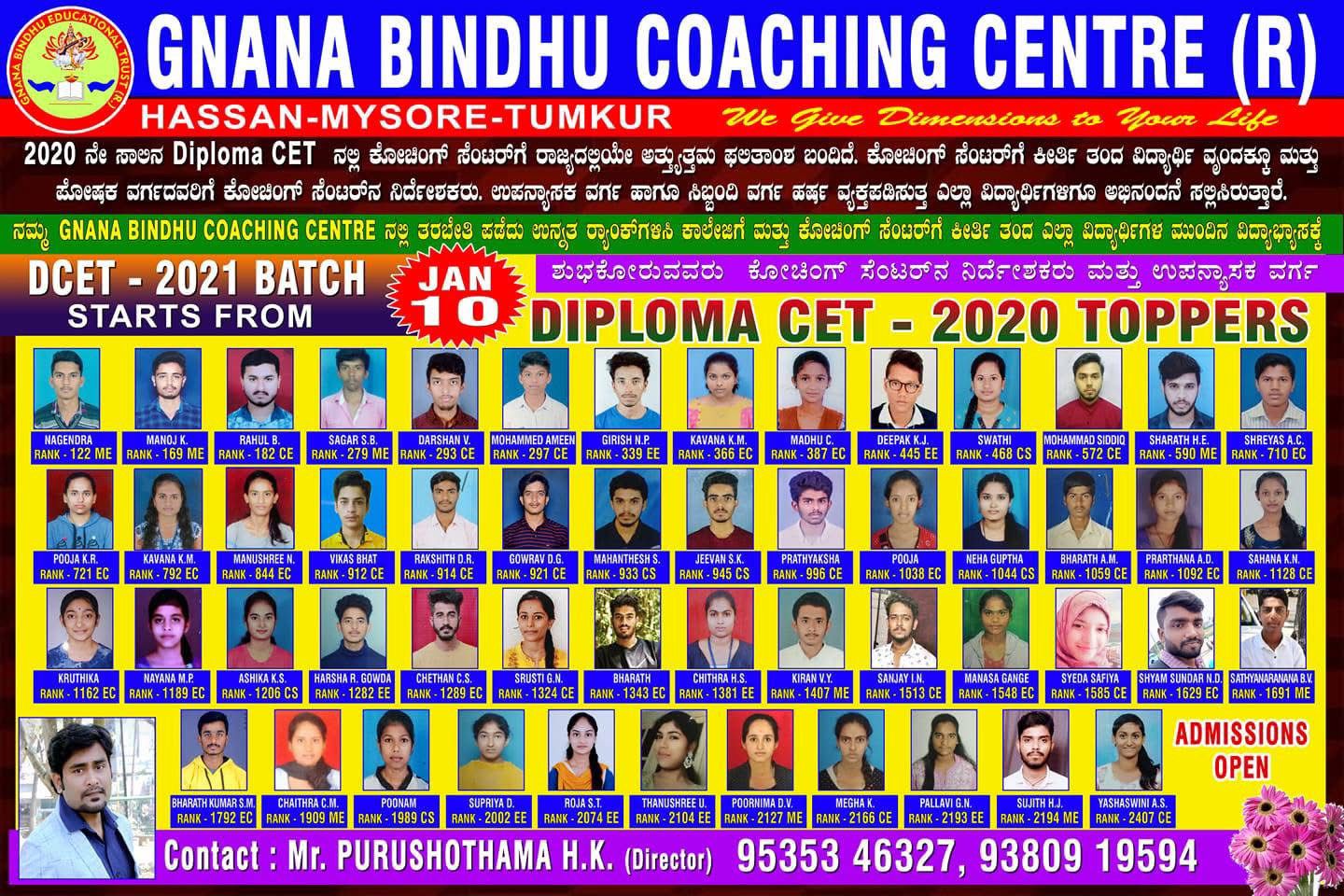 Diploma CET 2020 State Toppers Ranking Sheet
